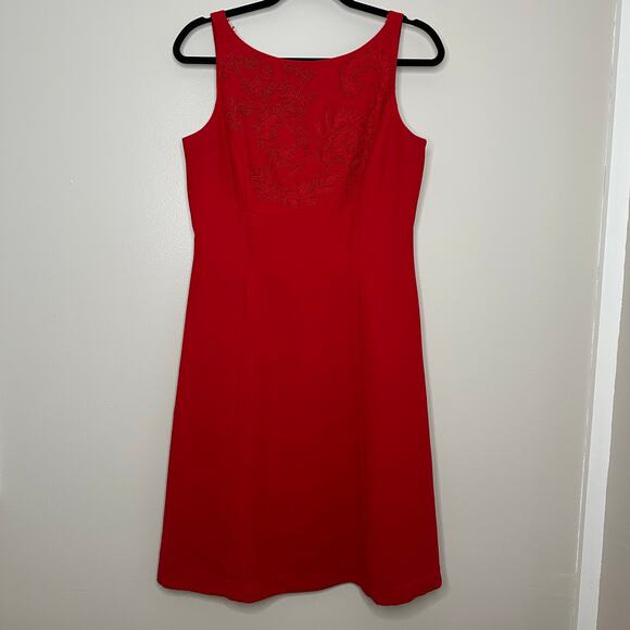 Maggy London Women's‎ Bright Bed embroidered sleeveless sheath dress size 8 - Picture 1 of 5